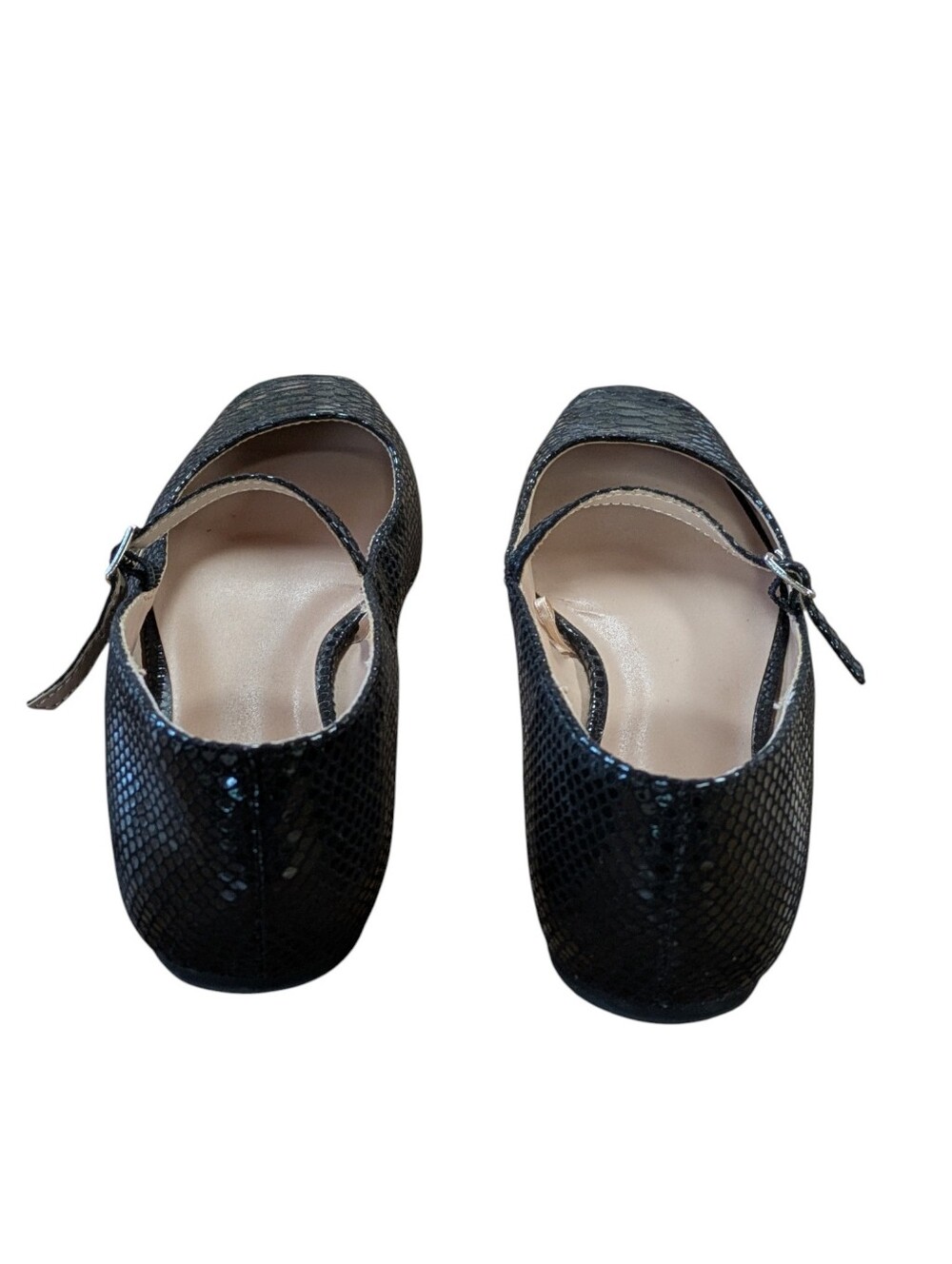 Loft Outlet Black Faux-Snakeskin Square Toe Mary Jane Flat Size 9 - Picture 4 of 9